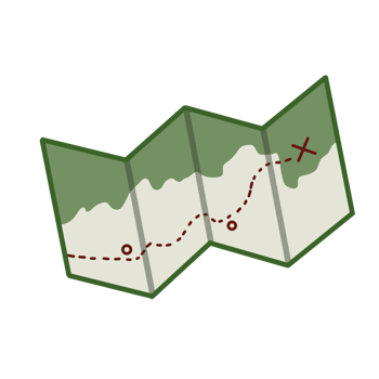 A map with a compass and a trail png