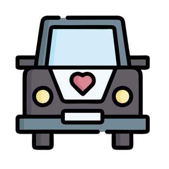 a car with a heart on the hood vector