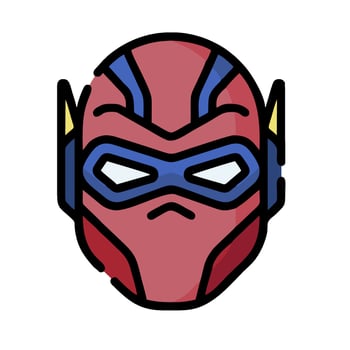 a cartoon red and blue superhero mask vector