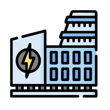a building with a lightning bolt on it vector