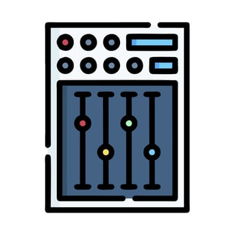 A mixer with multiple knobs and buttons vector
