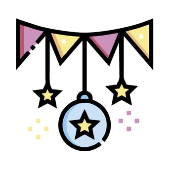 A cartoon illustration of a christmas ball hanging from a garland vector