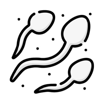 A black and white illustration of two sperm cells vector