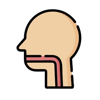 A man's head with a tube coming out of it vector
