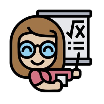 A cartoon woman with glasses and a pointer vector