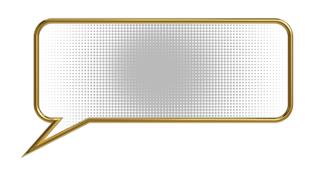 3D chat bubble with golden edge rendering for online live chat design element png