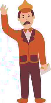 Postman Character Isolated on White Background. Illustration with Cartoon Concept. vector