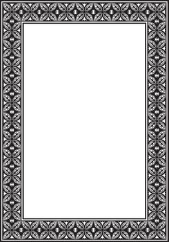 square black monochrome ancient Russian ornament. Slavic rectangle, border, frame. Painting of the royal chambers. vector