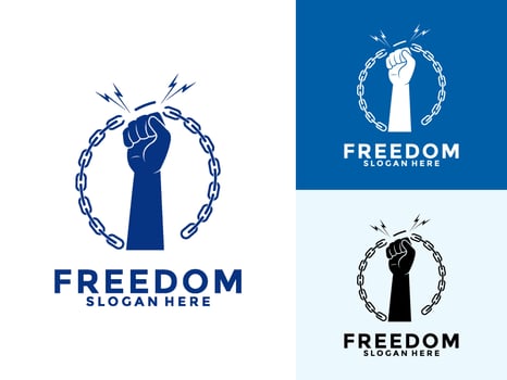freedom logo design, break the chain logo icon template vector