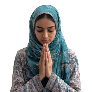 Young woman praying in a calm setting, cut out transparent png