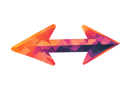 Vivid arrows facing opposite ways, cut out transparent png