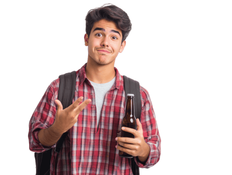 Young man with a bottle in casual wear, cut out transparent png