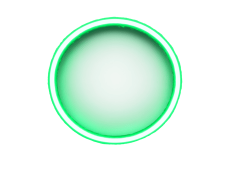 Green glowing circle at night, cut out transparent png