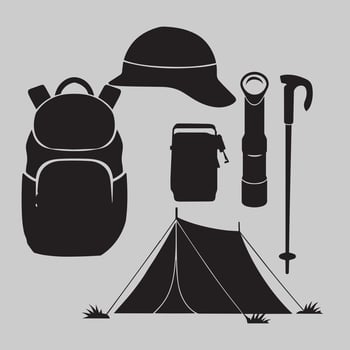 Survival Tools for Outdoor Enthusiasts silhouette vector