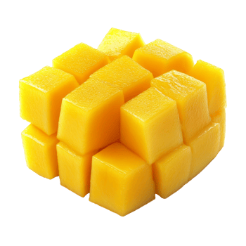 Fresh diced mango cubes for a treat, cut out transparent png