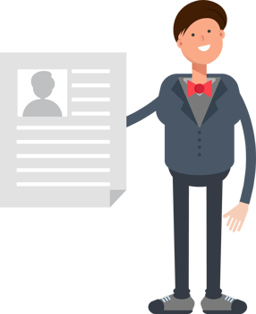 Businessman Character Holding Job Application Document png