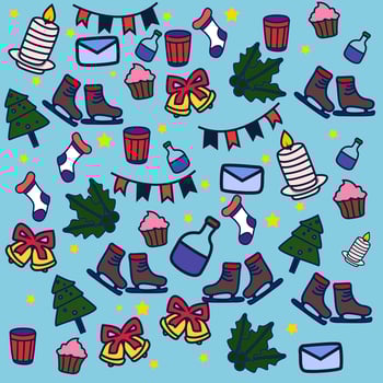 set doodle christmast vector
