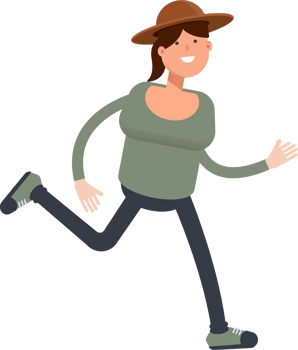Woman in Hat Character Running png