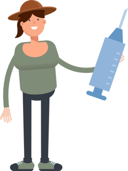 Woman in Hat Character Holding Medical Syringe Illustration png