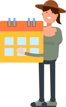 Woman in Hat Character Holding Calendar png