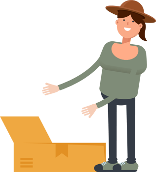 Woman in Hat Character Opening Box png