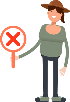 Woman in Hat Character Showing Wrong Mark png