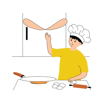A chef skillfully prepared dough for fresh homemade bread vector