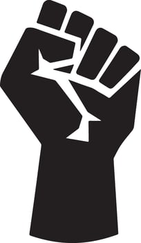 Inspirational Strong Raised Fist Silhouette Illustrations vector