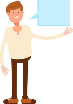 Man Character and Speech Bubble png