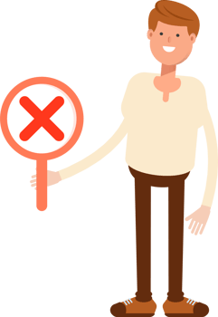 Man Character Showing Wrong Mark png