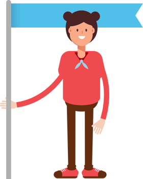 Cute Girl Character Holding Flag Pole png