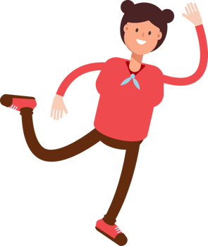 Cute Girl Character Jumping and Flying png