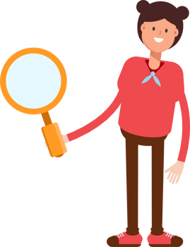 Cute Girl Character Holding Magnifier png