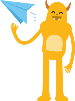 Cute Monster Character Holding Paper Plane png