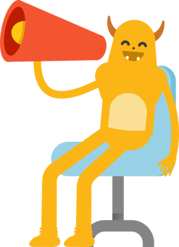 Cute Monster Character and Megaphone png