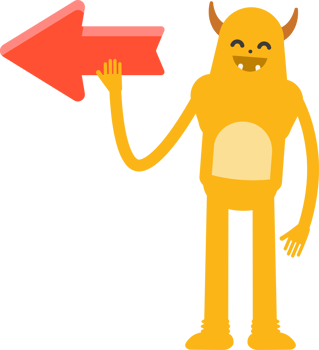 Cute Monster Character and Arrow Sign png