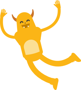 Cute Monster Character Relaxing and Jumping png