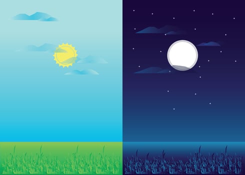 Day and Night Portrait Background vector