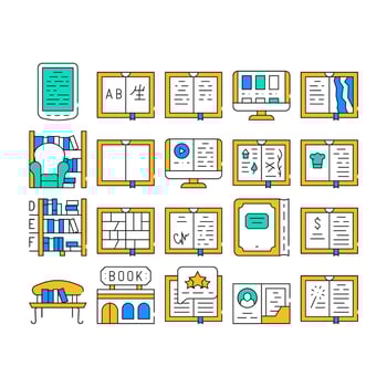 Book Library Shop Collection Icons Set vector