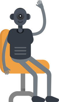 Robot Character Sitting on Chair png