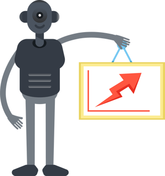 Robot Character Holding Arrow Chart png