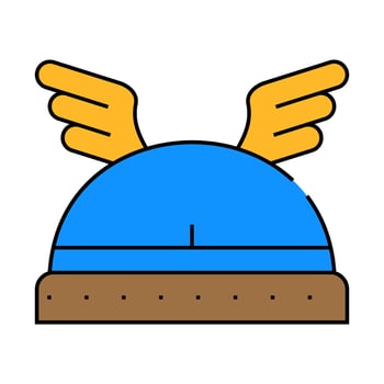 winged viking helmet icon color illustration vector