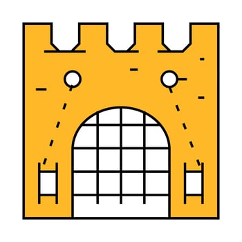 grid goal of ancient castle icon color illustration vector