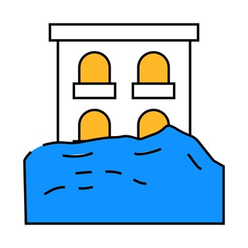 heavy rainfall disaster icon color illustration vector
