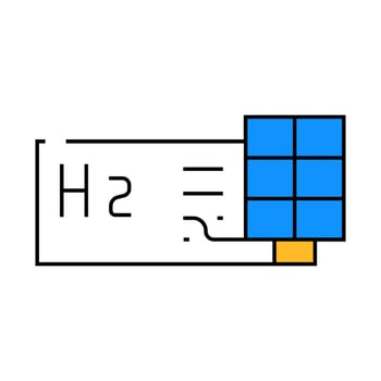 production hydrogen with solar panels icon color illustration vector