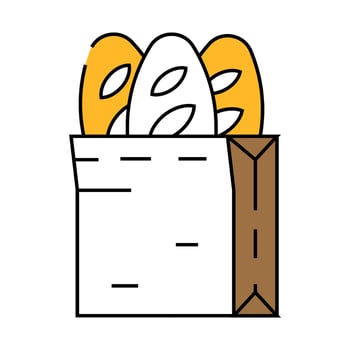 baguette bread icon color illustration vector