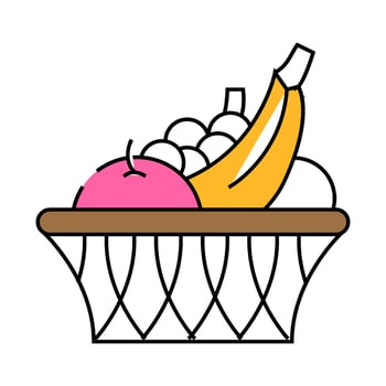 fruit basket home interior icon color illustration vector