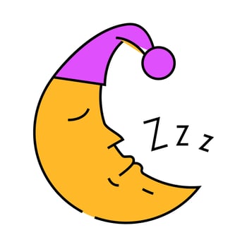 sleeping moon sleep night icon color illustration vector