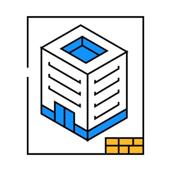 isometric view architectural drafter icon color illustration vector