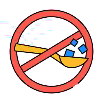 sugar free product label warning icon color illustration vector